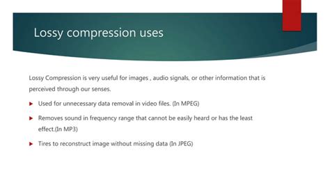 Comparison Between Lossy And Lossless Compression Ppt