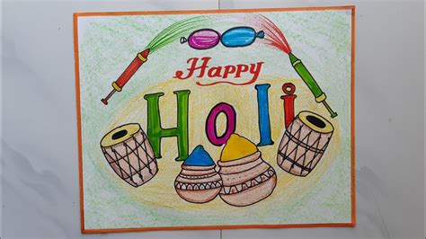 How To Draw Holi Festival Easy Drawing For Kids Step By Step Kids