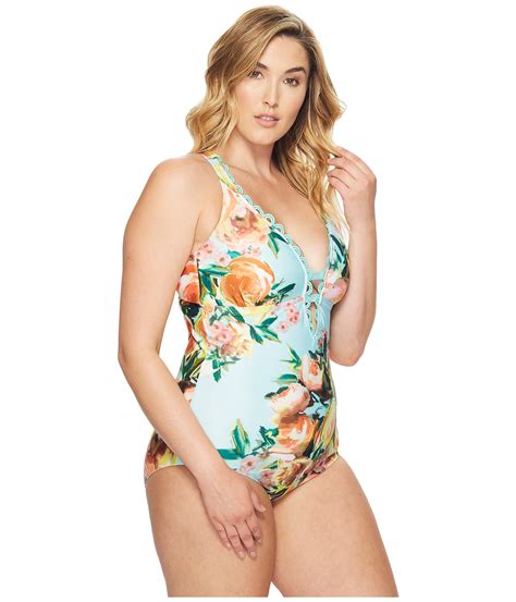 Becca By Rebecca Virtue Plus Size High Tea One Piece At Zappos Com