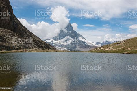 Panorama Of Riffelsee Lake And Matterhorn Mountain In National Park