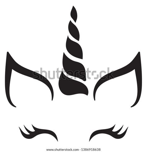 Unicorn Face Vector Silhouette Horn Ears Stock Vektorgrafik