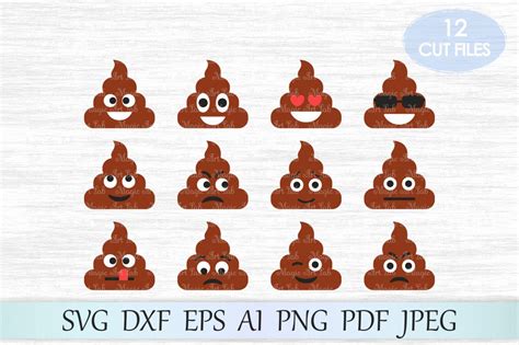 Poop Emoji Svg Png Eps Dxf Cut File 12 Design Bundle