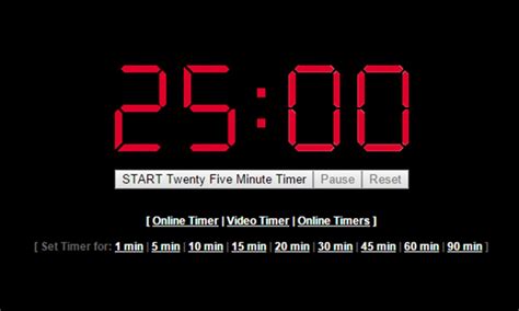25 Minute Timer 1500 Seconds Online Timer