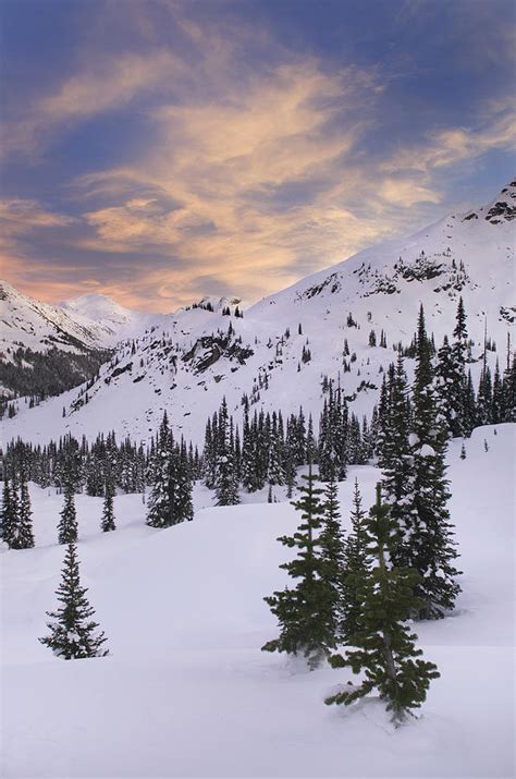 Winter Sunset Coast Mountains British Columbia Photograph By Alan