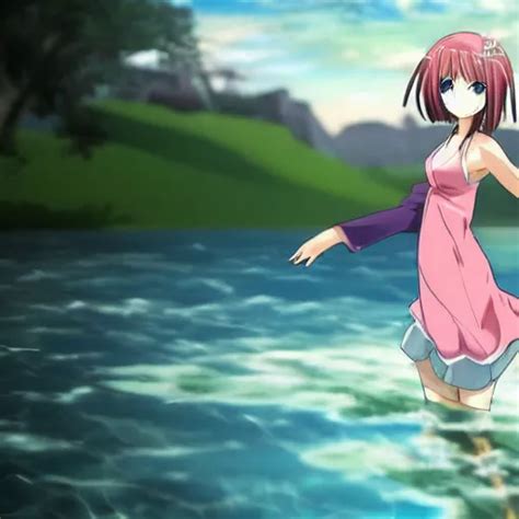 Beautiful Anime Girl Is Walking On Water Stable Diffusion Openart