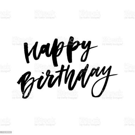 Happy Birthdaybeautiful Greeting Card Scratched Calligraphy Black Text