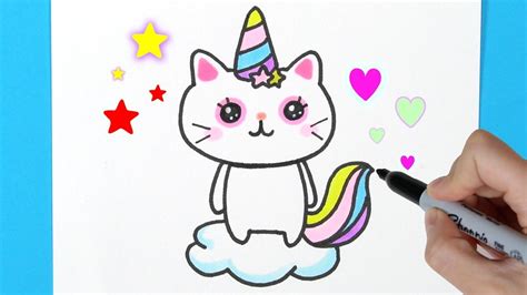 How To Draw A Cute Unicorn Cat Caticorn 유니콘 고양이 그리기 Youtube