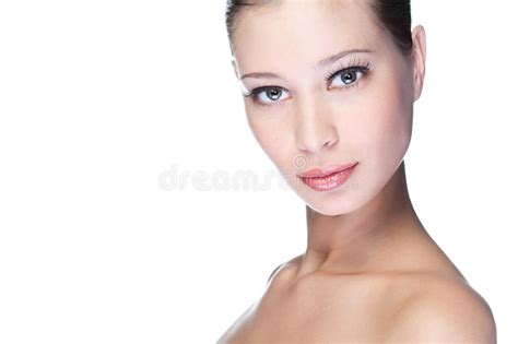 Woman Beauty Face Girl Breast Skin Care Bun Hair Stock Image Image