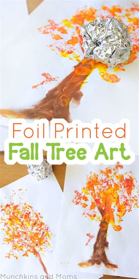 Foil Printed Fall Tree Art Kids Crafts Preschool Art Projects Fall