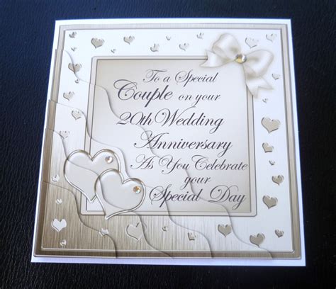 Special Couple 20th Wedding Anniversary Card Plum Gold Silver Or