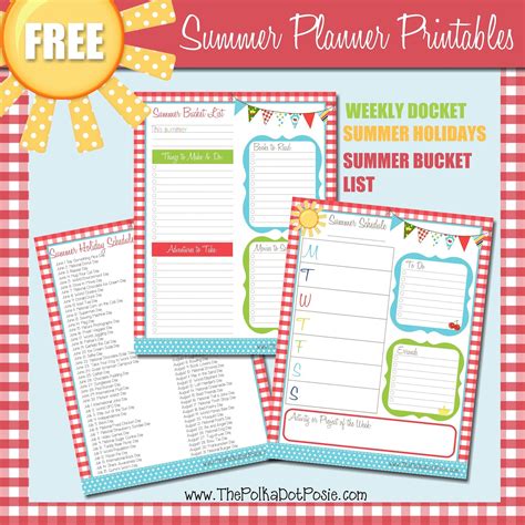 The Polka Dot Posie Free Summer Printables To Help You Get Organized