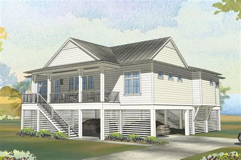Plan 970093vc 3 4 Bedroom Beach House Plan With Drive Under Garage In