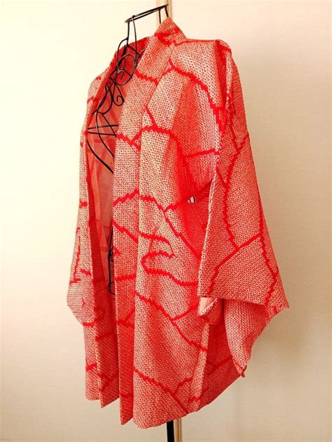 Kimono Jacket Haori For Women Shibori Kimono Silk Haori Red Etsy Uk