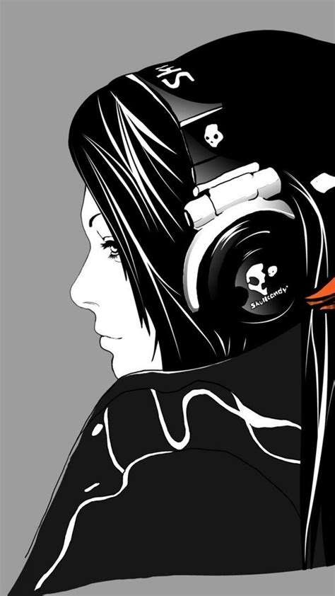 16 Iphone Anime Girl With Headphones Wallpaper Baka Wallpaper