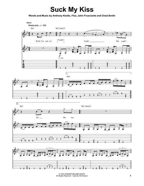 Suck My Kiss Sheet Music Red Hot Chili Peppers Guitar Tab Single Guitar