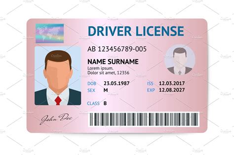 Purpose of an international driving license: Flat man driver license plastic card template, id card ...