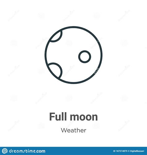 Full Moon Outline Vector Icon Thin Line Black Full Moon Icon Flat