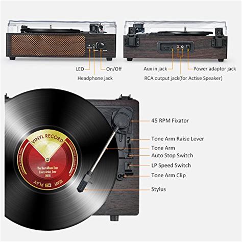 Record Player Turntable Wireless Portable Lp Phonograph With Built In