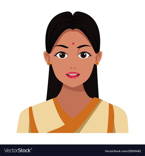 Indian Woman Face Avatar Cartoon Royalty Free Vector Image Images And