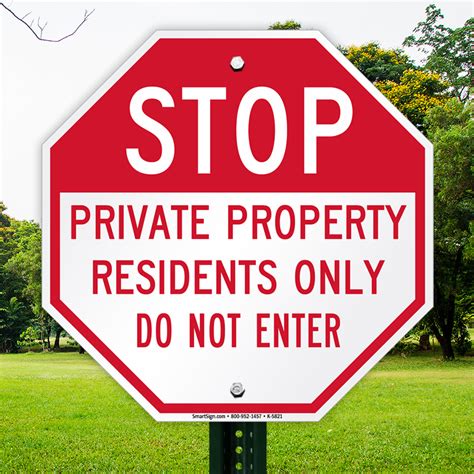 Stop Private Property Residents Only Do Not Enter Sign Sku K 5821