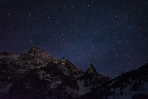 Wallpaper Mountains Snow Stars Night Dark Hd Widescreen High