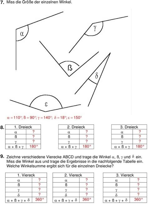 Übungsblatt Zu Winkel Lernen Tipps Schule Mathematik Lernen Mathe