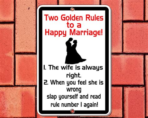 Rules To A Happy Marriage Funny Sign Printed On 8x12 Etsy