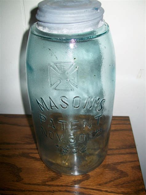 Antique Mason Jars 1858 Masons Patent Nov 30th 1858 Blue Half Gallon