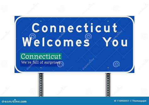 Connecticut Welcomes You Road Sign Stock Vector Illustration Of Text