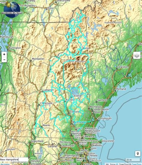 Nh Snowmobile Trail Map For Garmin Backwoods Gps Trails
