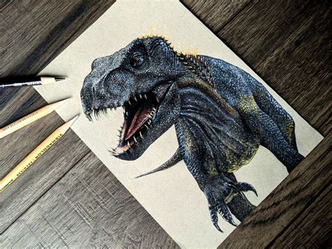 Indoraptor Colored Pencil Drawing Jurassic World Among Sakura