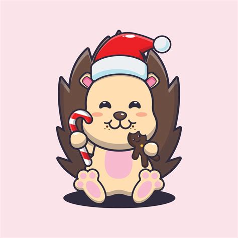 Cute Hedgehog Eating Christmas Cookies And Candy Cute Christmas