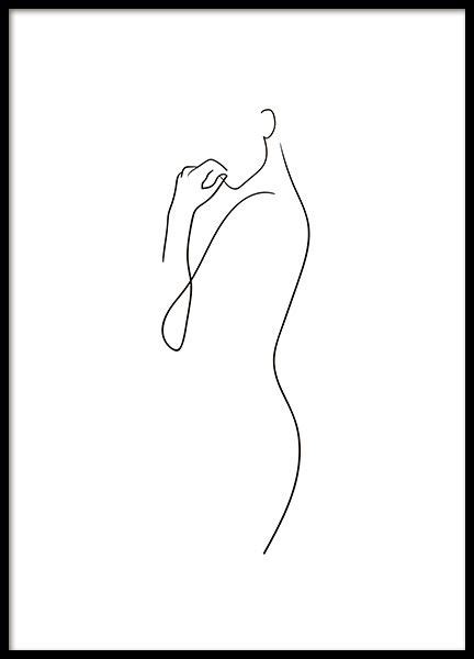 Scegli tra immagini premium su line art woman della migliore qualità. Curve Lineart Plakat i gruppen Plakater / Illustrationer ...