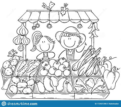 Download and print free fall vegetables coloring pages. Farmers Selling Organic Vegetables At The Market Stock ...