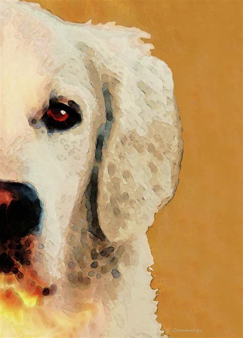 Golden Retriever Half Face By Sharon Cummings Painting By Sharon