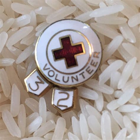 Red Cross Volunteer Badge Lapel Pin Years Served Tabs White Etsy