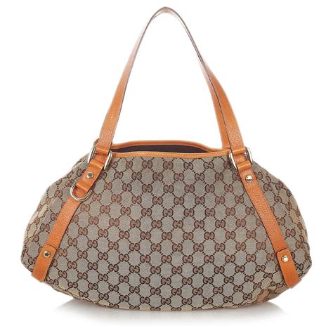 Gucci Brown Gg Canvas Pelham Tote Bag Beige Leather Cloth Pony Style