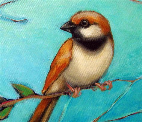 Bird Painting Sparrow Original 8x10 Acrylic Not A Print Ready Etsy