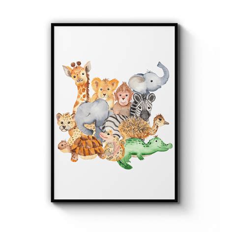 Baby Animals Cute Cartoon Nursery Baby Kids Childrens Boys Etsy