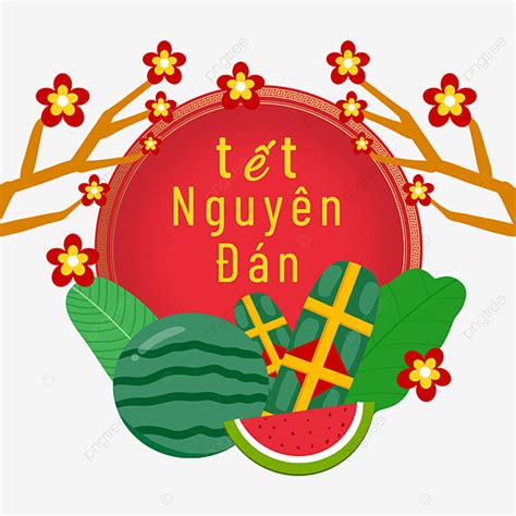 베트남 봄 일러스트 축제 국경 꽃 빨강 수박 맛있는 베트남 Png 일러스트 및 Psd 이미지 무료 다운로드 Pngtree