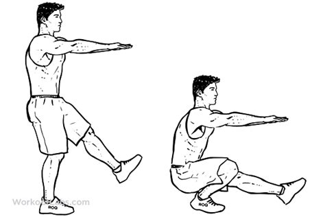Pistol Single Leg Extended Arm Squats Exercise Guide Workoutlabs