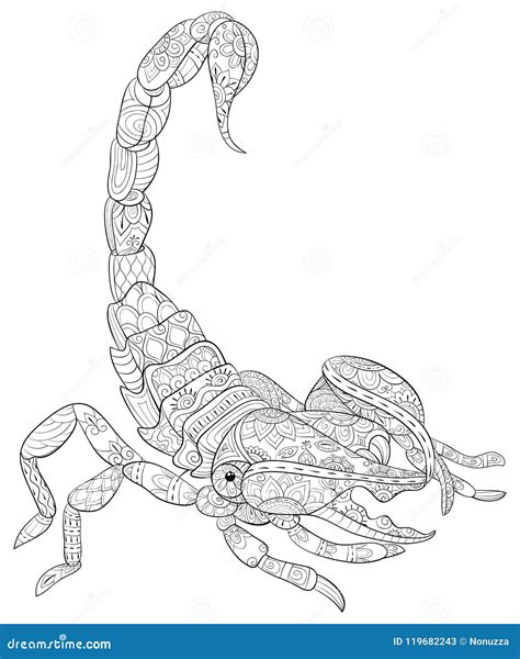 Adult Coloring Bookpage A Cute Scorpion For Relaxingline Art Style