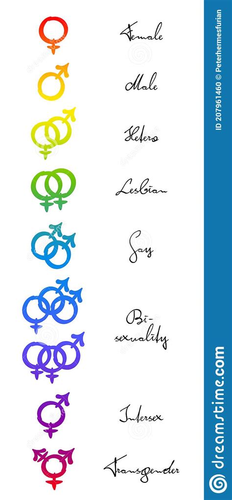 Hetero Bi Gay Lesbian Transgender Intersex Lgbt Symbols Stock Vector Illustration Of Logos