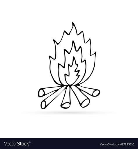 Doodle Fire Icon Kids Hand Drawing Bonfire Vector Image