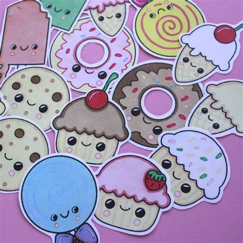 Stickers are very widely used when an object requires identification with a word or idea. Cute Designs UK - Kawaii Handmade Stickers — Kawaii Cake, Candy and Ice Cream Stickers