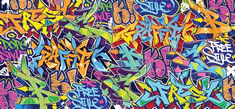 Colorful Graffiti Wall Art Background Street Art Hip Hop Urban Vector Illustration Background