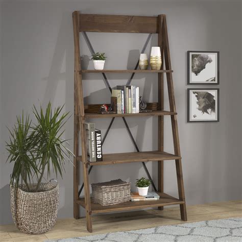 Free 2 Day Shipping Buy Manor Park Solid Wood 4 Shelf Ladder Bookshelf