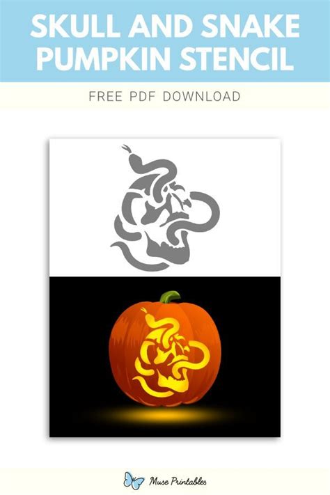 Free Printable Skull And Snake Stencil For Pumpkin Carving Download It