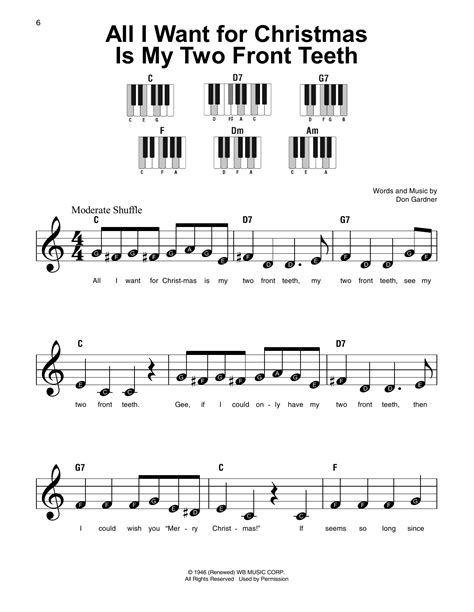 All I Want For Christmas Is My Two Front Teeth Sheet Music Don