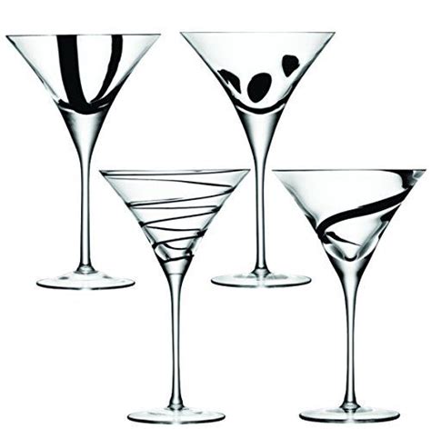 Lsa International Jazz Martini Glass 4 Pack 8 4 Fl Oz Black Glass Drinking Glasses Wine